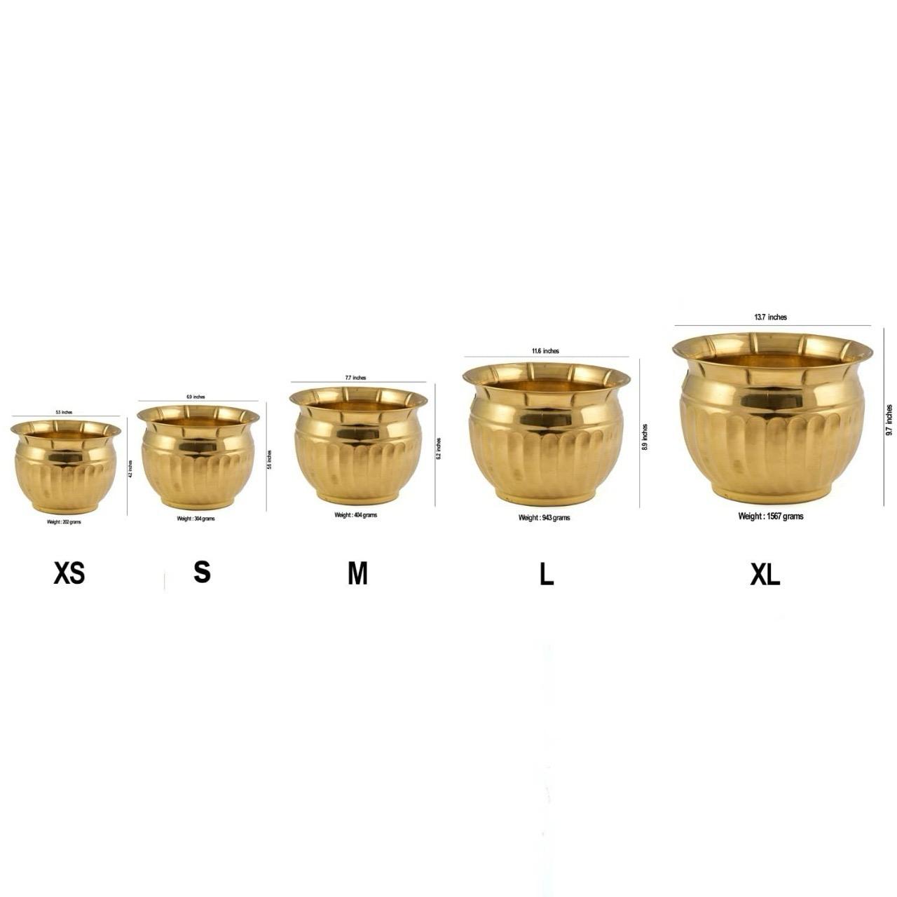 LIME Brass Planters for Indoor Plants - Antiqued Brass Vase Metal Planters for Living Room - Golden Pots for Indoor Plants - Design with Curved Base Accent Home Decorative