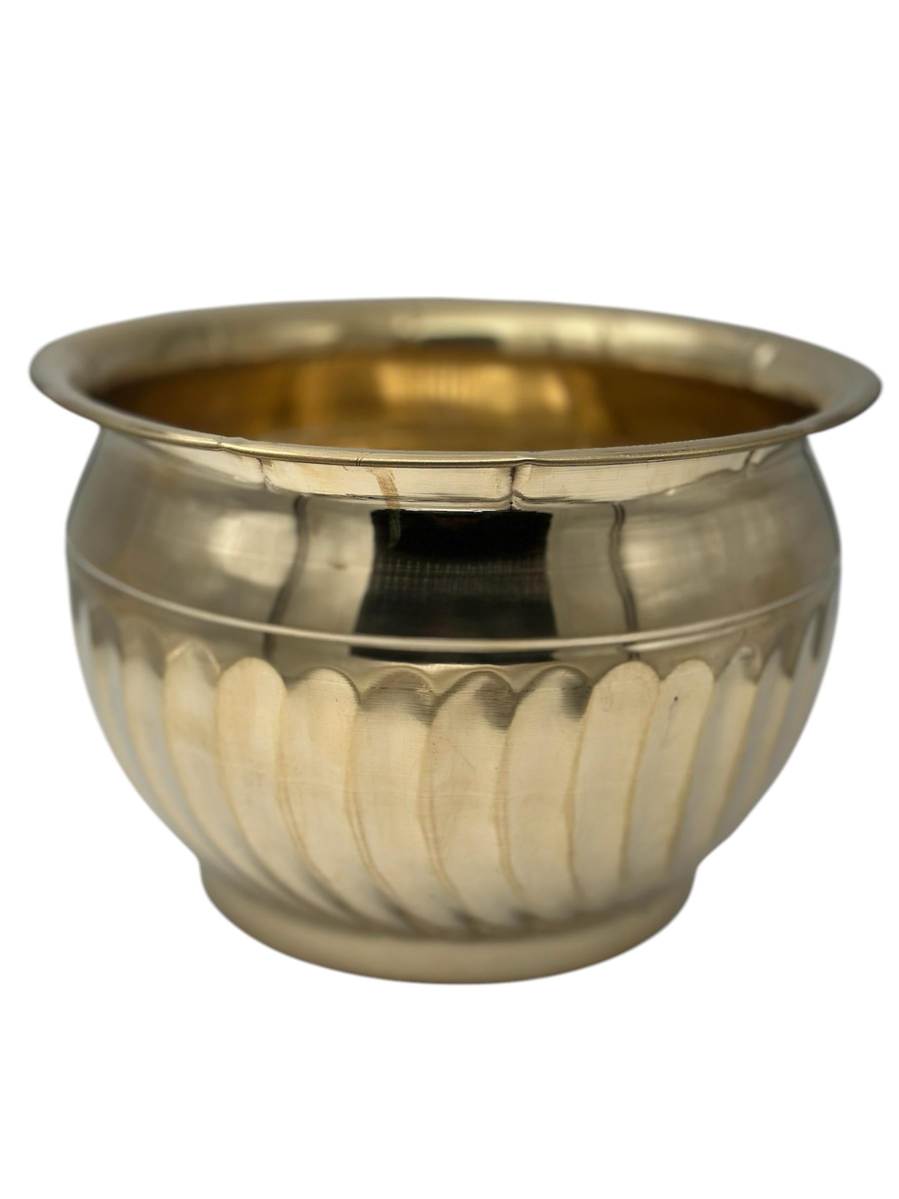 LIME Brass Planters for Indoor Plants - Antiqued Brass Vase Metal Planters for Living Room - Golden Pots for Indoor Plants - Design with Curved Base Accent Home Decorative
