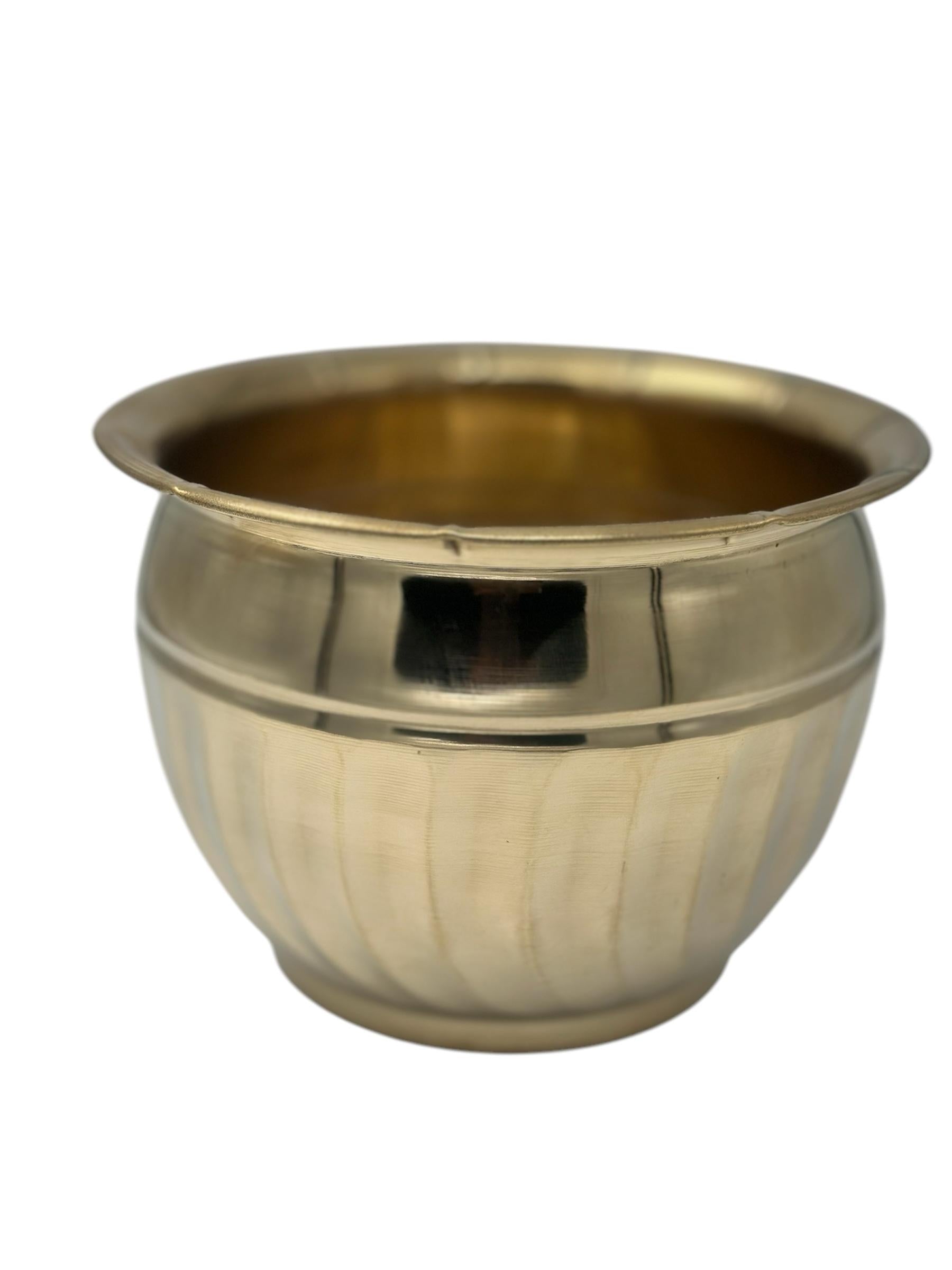 LIME Brass Planters for Indoor Plants - Antiqued Brass Vase Metal Planters for Living Room - Golden Pots for Indoor Plants - Design with Curved Base Accent Home Decorative