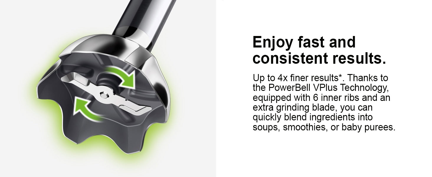 Braun MultiQuick 5, Powerful 1000W Hand Blender, Patented PowerBell Technology, Made in Europe, Guranteed Splash-Proof, 21 Speed + Turbo, All-in-1: Blender, Grinder, Chopper & Whisker, MQ50236M