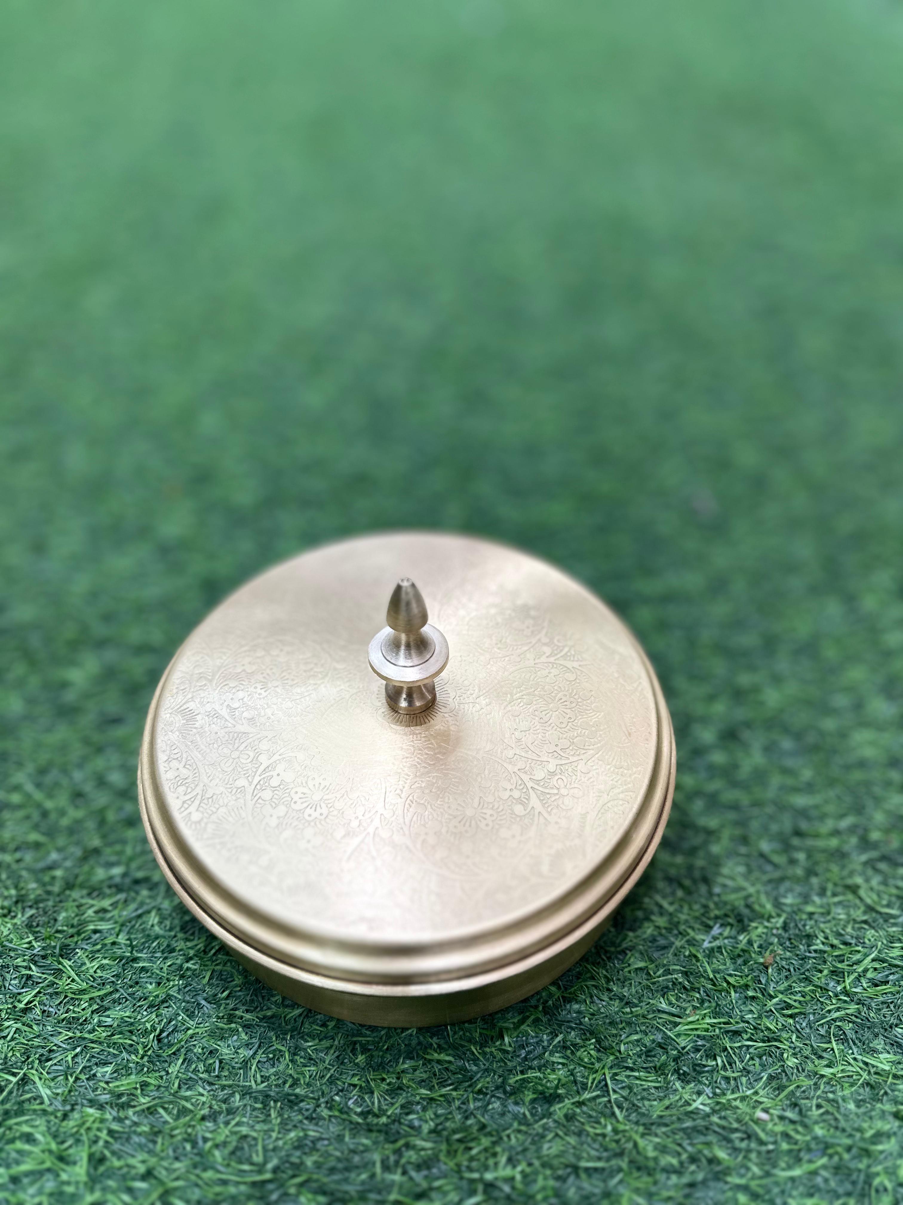 LIME Pure Brass Masala Box Set with Brass Spoon Container
