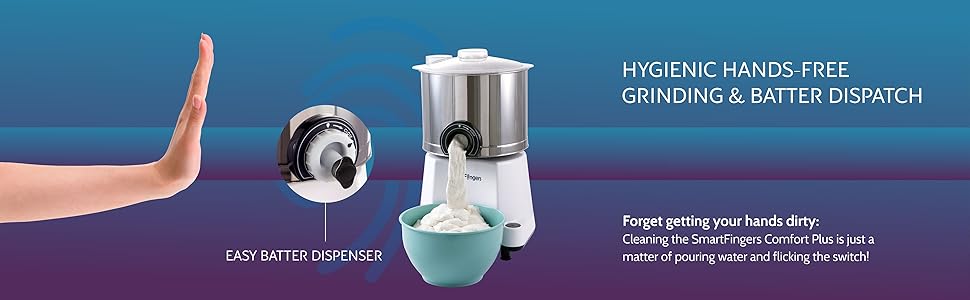 SmartFingers Stainless Steel Comfort Plus Table Top Magic Wet Grinder 110V 60Hz (2 L) For Usa Canada And Japan Only, White