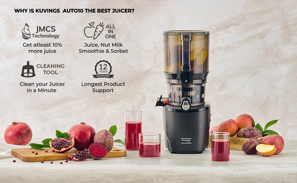kuvings AUTO10 (Black Cold Press Juicer, New Launch, Ultimate Hands-Free Whole Slow Juicer, Just Load Ingredients Extract Juice at Press of a Button, Auto Cutting, 12 Years Warranty