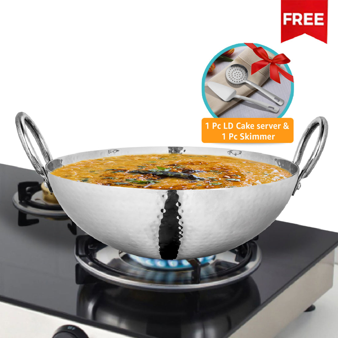 Stainless Steel Triply Deep Hammered Kadhai Pro