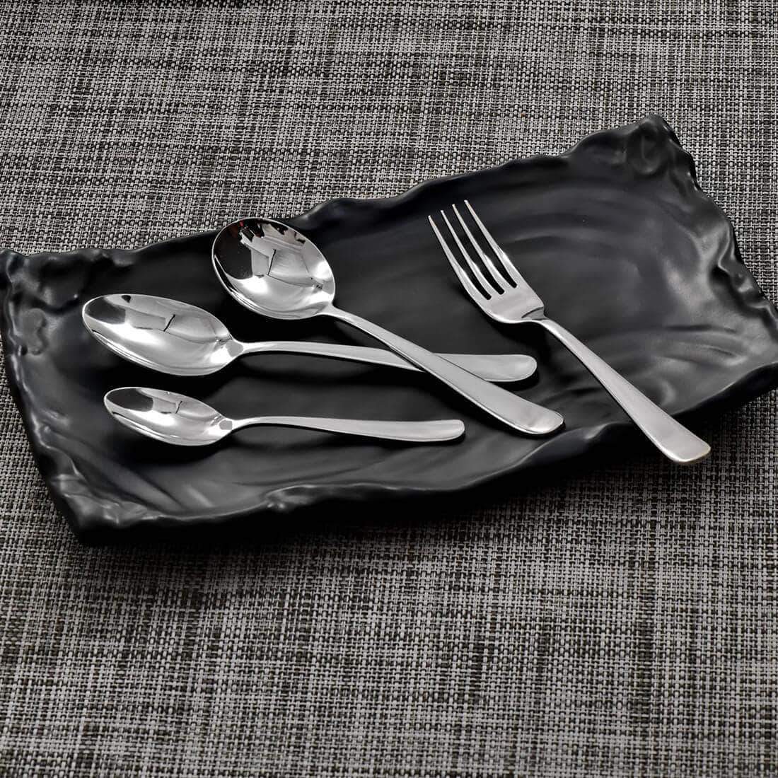 Jagdamba Cutlery Pvt Ltd. Cutlery 24 PCS Cutlery Set - Monica (6 PCS Snack Spoon, 6 PCS Dinner Spoon, 6 PCS Dinner Knife and 6 PCS Dinner Fork)