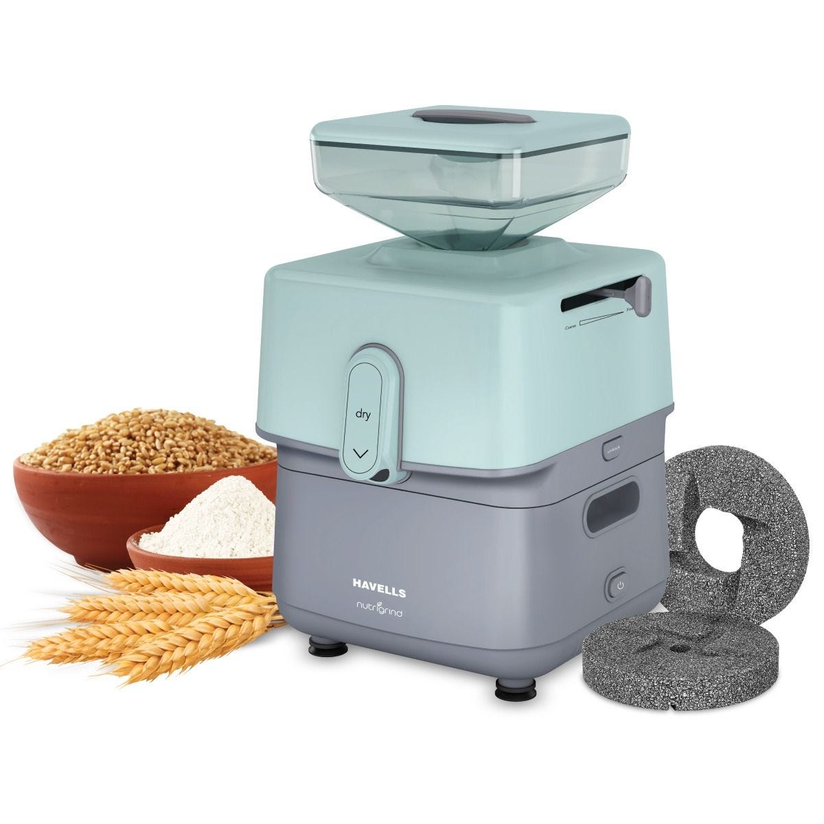 Havells Nutri Grind 3 in 1 Wet & Dry Grinder with 400W High Torque Induction Motor | 1400 RPM Slow Speed Grinding | Quality Coarse Stones | 2 Yr Manufacturer Warranty| Stainless Steel