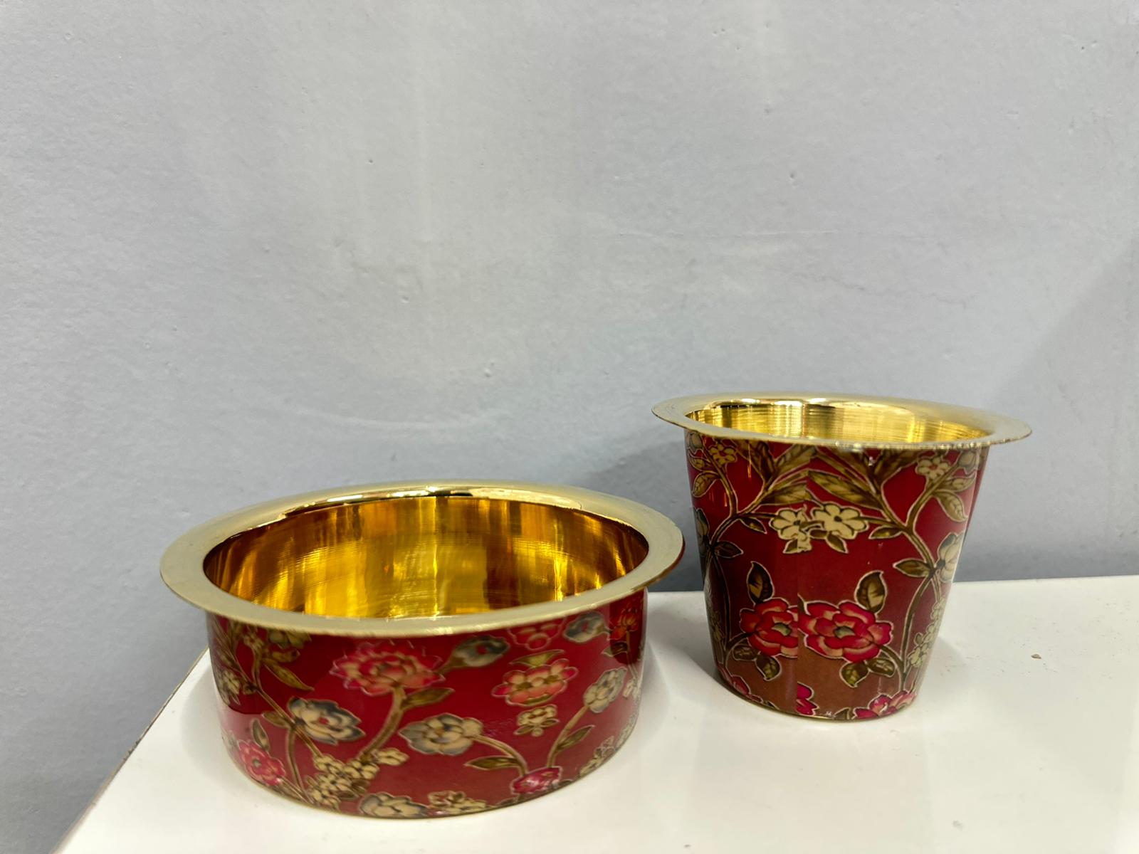 LIME Brass Printed Coffee Cup and Dabra Set