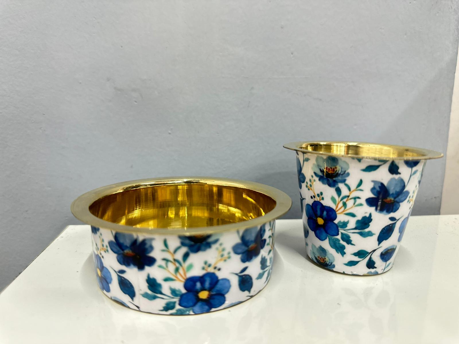 LIME Brass Printed Coffee Cup and Dabra Set