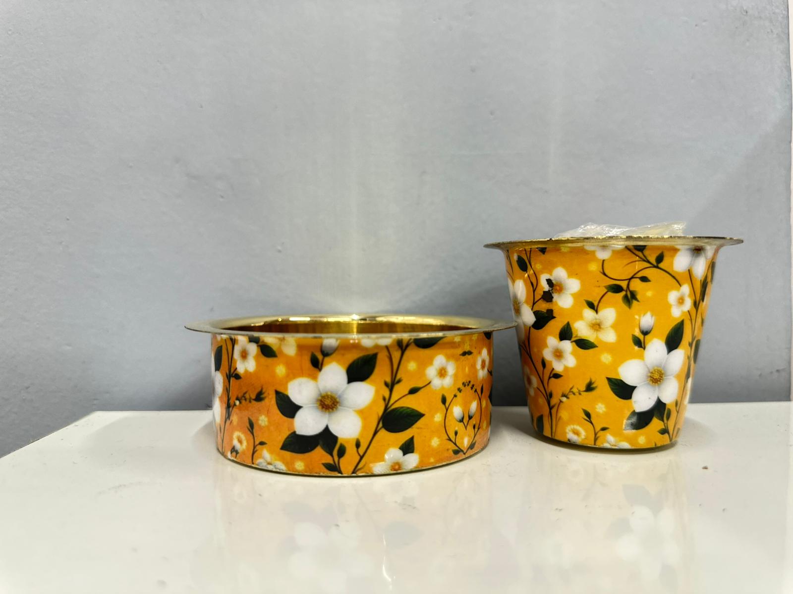 LIME Brass Printed Coffee Cup and Dabra Set
