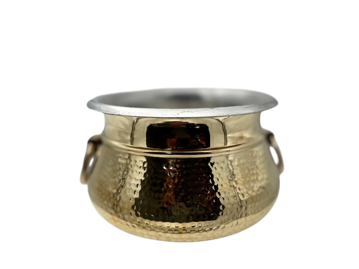 Brass Hammered Handi Vessel with Handles (Shakuntala/Mughlai/Deg) (Kal