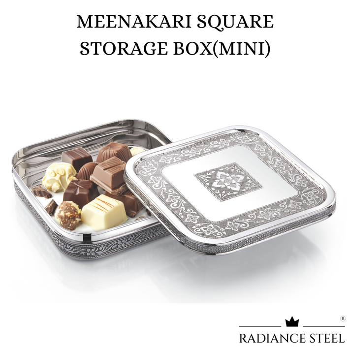 Lime Meenakari Stainless Steel Square Chocolate Box