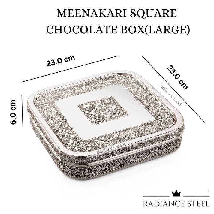 Lime Meenakari Stainless Steel Square Chocolate Box