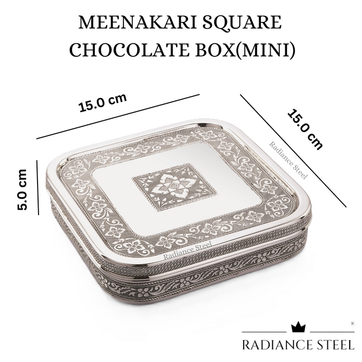 Lime Meenakari Stainless Steel Square Chocolate Box