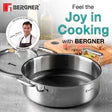 Bergner Hitech Tri-Ply Stainless Steel Non-Stick Cook & Serve 28 cm Pan (5.7 Liters) Cooking Pot with Glass Lid - Induction Bottom