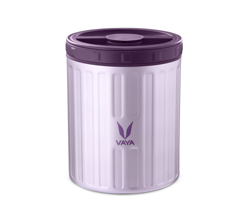 VAYA PRESERVE Thermal Insulated Lunch Box for Kids, Office Women, 440 ml Stainless Steel Tiffin Box, Meal Container, Meal Jar, Suitable for One Pot Meal, Graphite/gold /purple