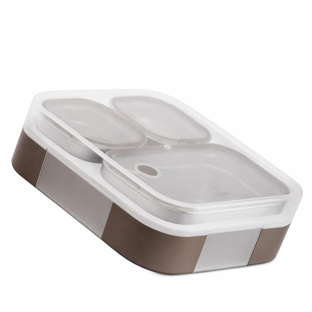 VAYA Tydbyt Lunch Box for Office Use, Tiffin Box  Stainless Steel with 3 Containers, Slim Compact & Travel Friendly Bento Box, Easy to Carry Design, Coral Crush