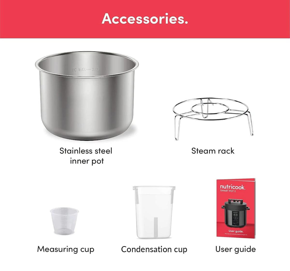 Nutricook Smart Pot 2 Stainless Steel 6 QT (5.7L), 1000W 9-in-1 Instant Programmable Electric Pressure Cooker, Slow Cooker, Rice Cooker, Steamer, Sauté Pot, Sous Vide, Smart Lid, 2-Year Warranty