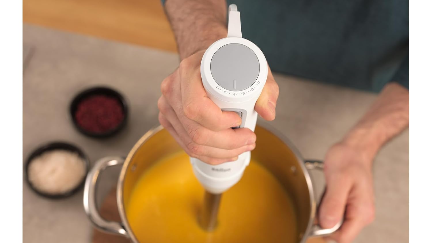 Braun MultiQuick 5, Powerful 1000W Hand Blender, Patented PowerBell Technology, Made in Europe, Guranteed Splash-Proof, 21 Speed + Turbo, All-in-1: Blender, Grinder, Chopper & Whisker, MQ50236M