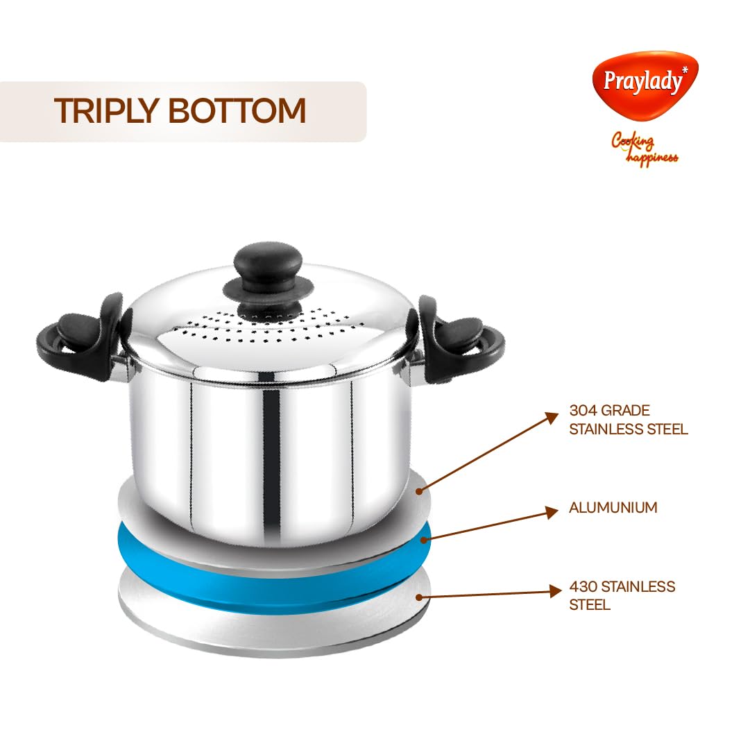 Stainless Steel Strainer Pot with Glass Lid - Induction Base Cooking Pot for Rice ,Pasta, Noodles, Vegetables, Rice - Anti-Locking Rice Strainer Cooker