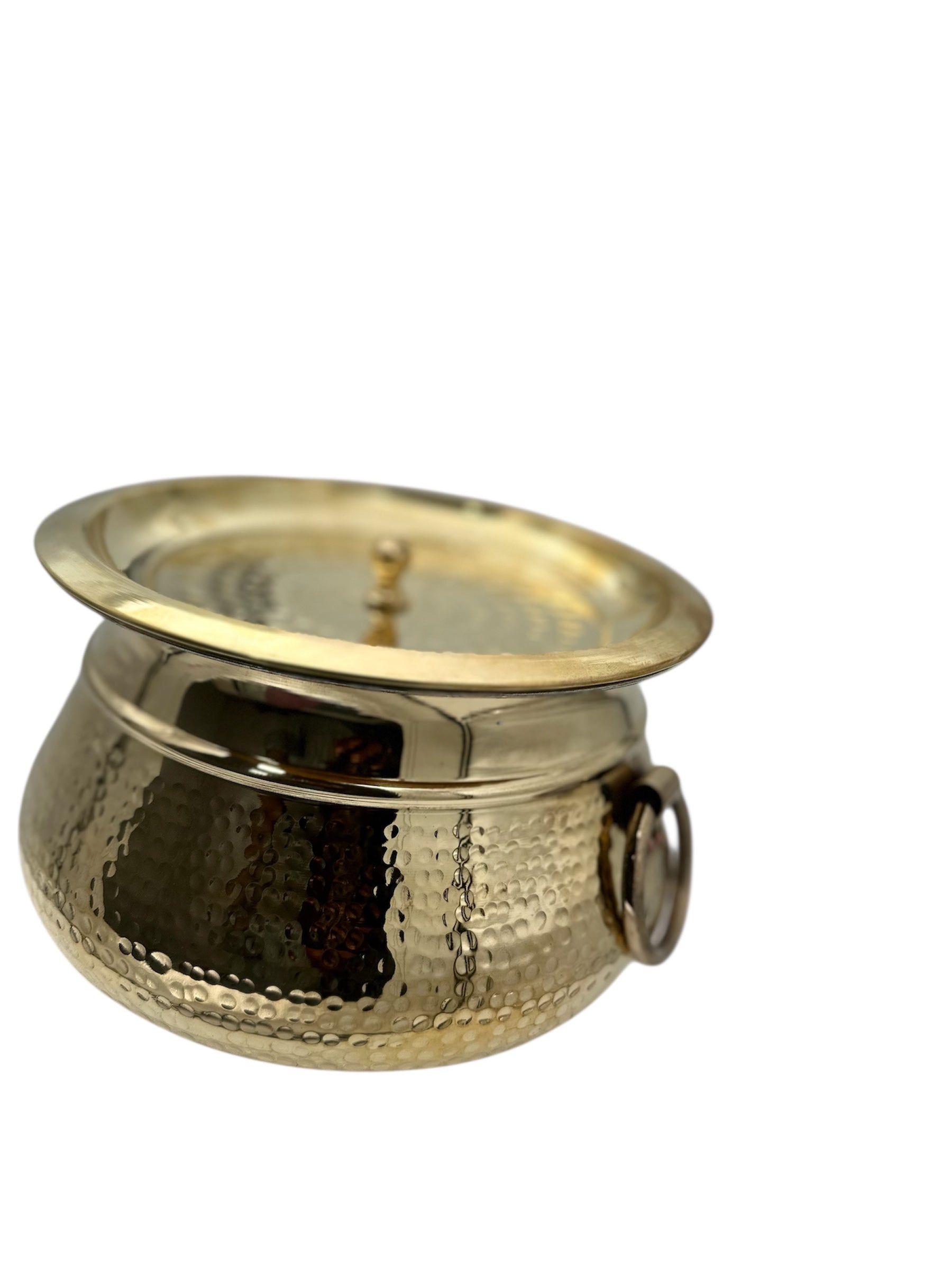 Brass Hammered Handi Vessel with Handles  (Shakuntala/Mughlai/Deg) (Kalai i.e. Tin Coated )