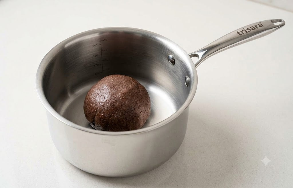 Lime Triply Stainless Steel Deep Ragi Mudde Pot & Saucepan