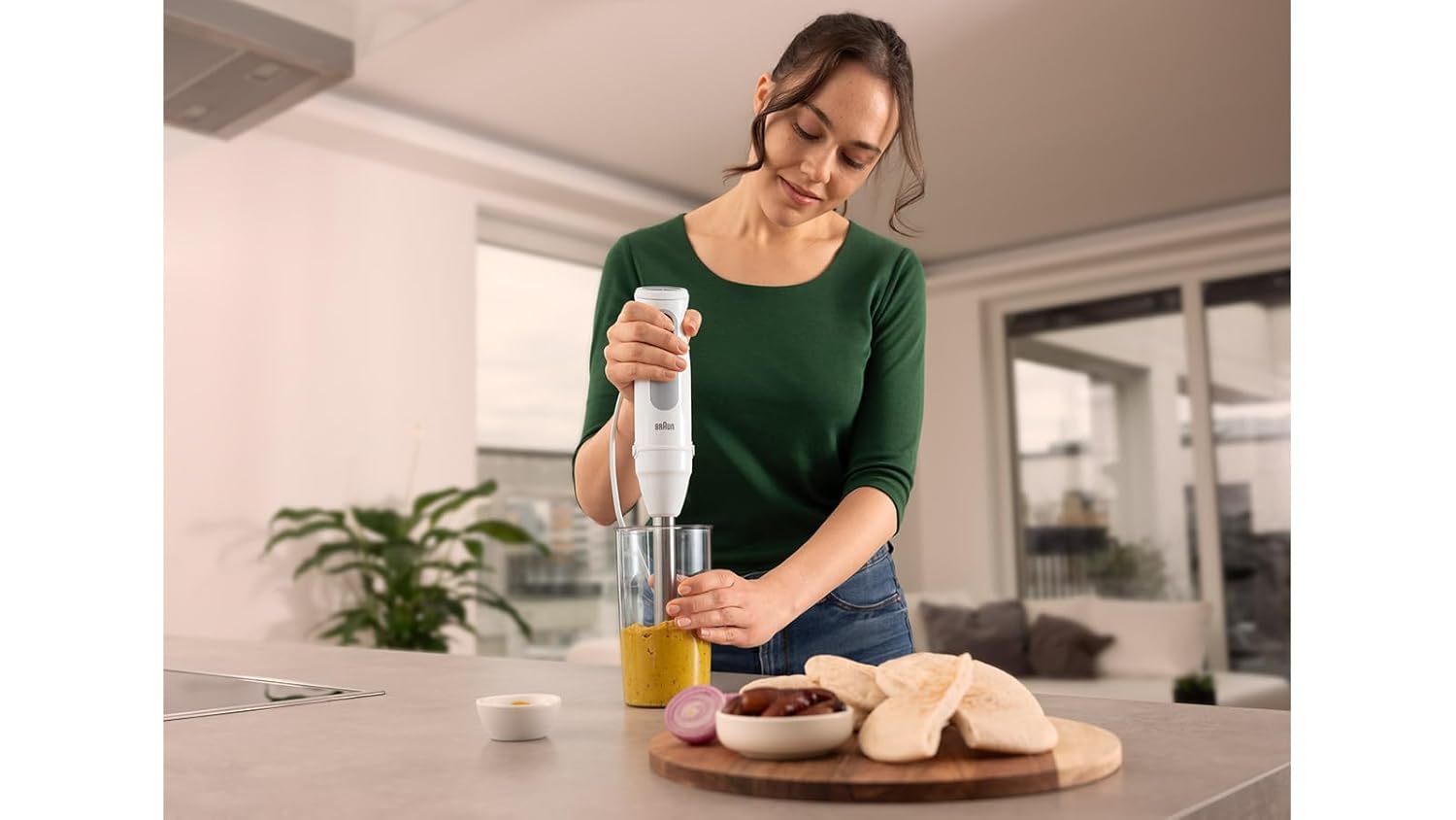 Braun MultiQuick 5, Powerful 1000W Hand Blender, Patented PowerBell Technology, Made in Europe, Guranteed Splash-Proof, 21 Speed + Turbo, All-in-1: Blender, Grinder, Chopper & Whisker, MQ50236M