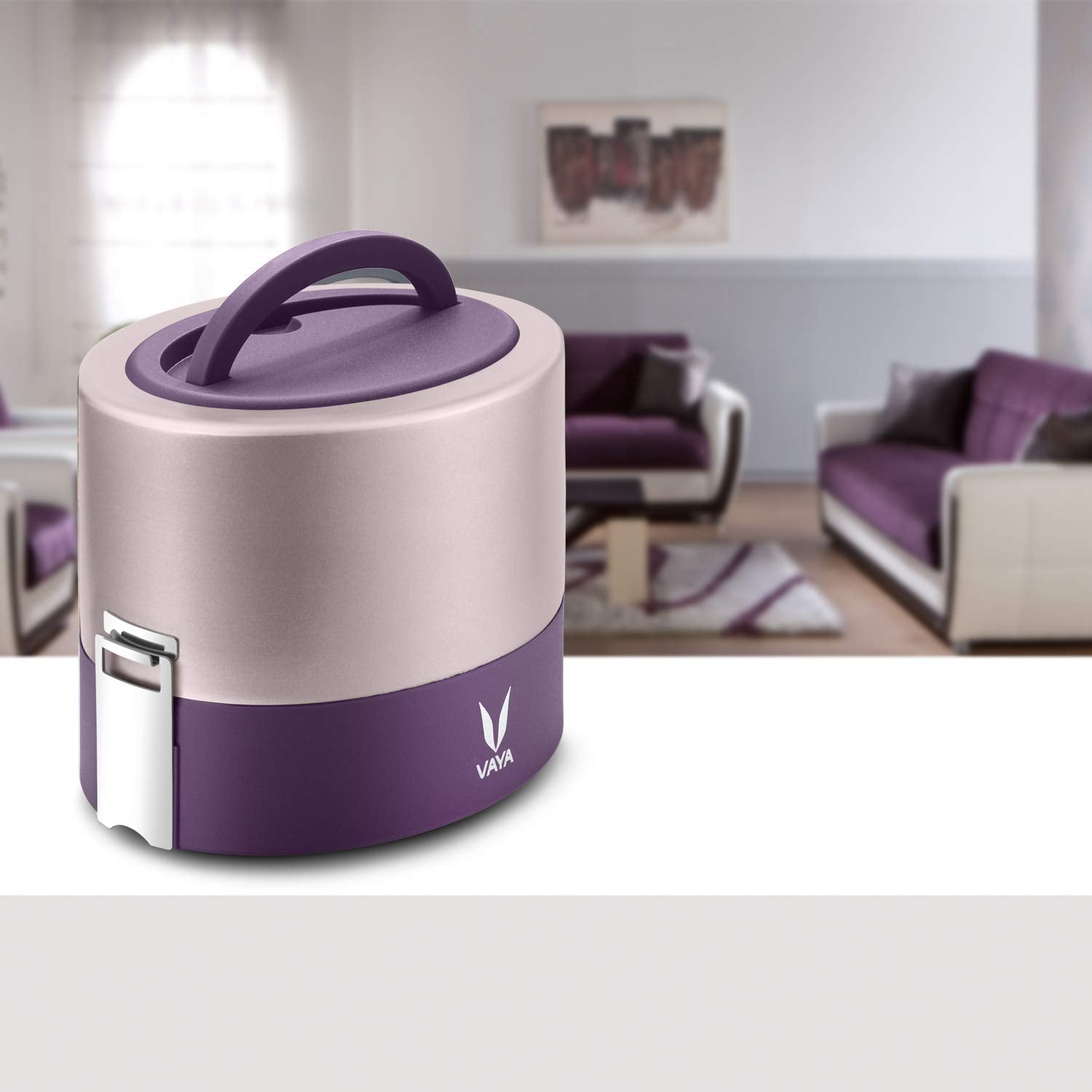VAYA TYFFYN Lunch Box for Kids for School, Polished Stainless Steel Tiffin Box Without BagMat, 600ml Insulated Tiffin Box for Office; with 2 Containers, Hot Lunch Box