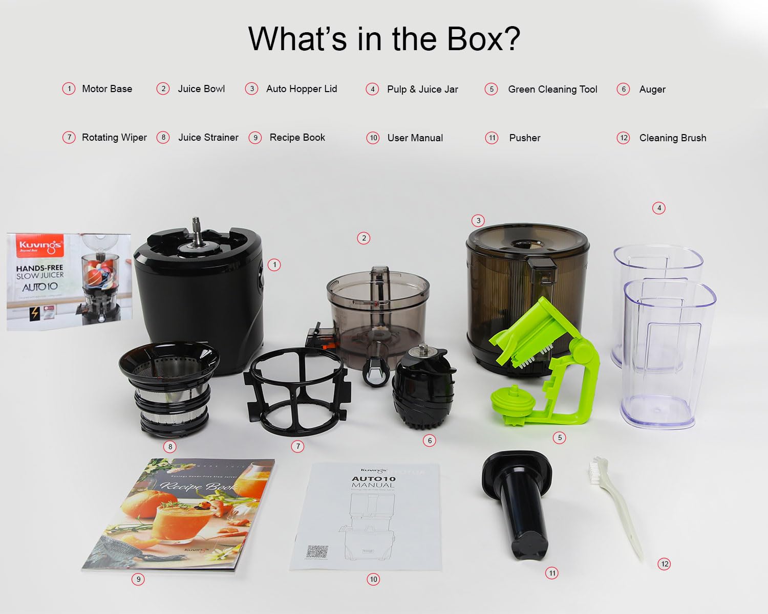 kuvings AUTO10 (Black Cold Press Juicer, New Launch, Ultimate Hands-Free Whole Slow Juicer, Just Load Ingredients  Extract Juice at Press of a Button, Auto Cutting, 12 Years Warranty