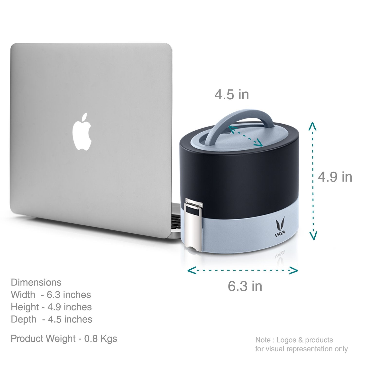 VAYA TYFFYN Lunch Box for Kids for School, Polished Stainless Steel Tiffin Box Without BagMat, 600ml Insulated Tiffin Box for Office; with 2 Containers, Hot Lunch Box