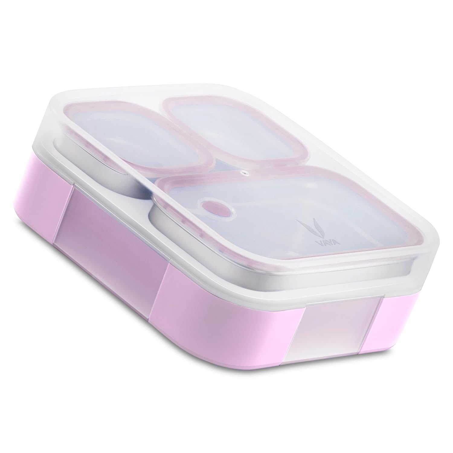 VAYA Tydbyt Lunch Box for Office Use, Tiffin Box  Stainless Steel with 3 Containers, Slim Compact & Travel Friendly Bento Box, Easy to Carry Design, Coral Crush