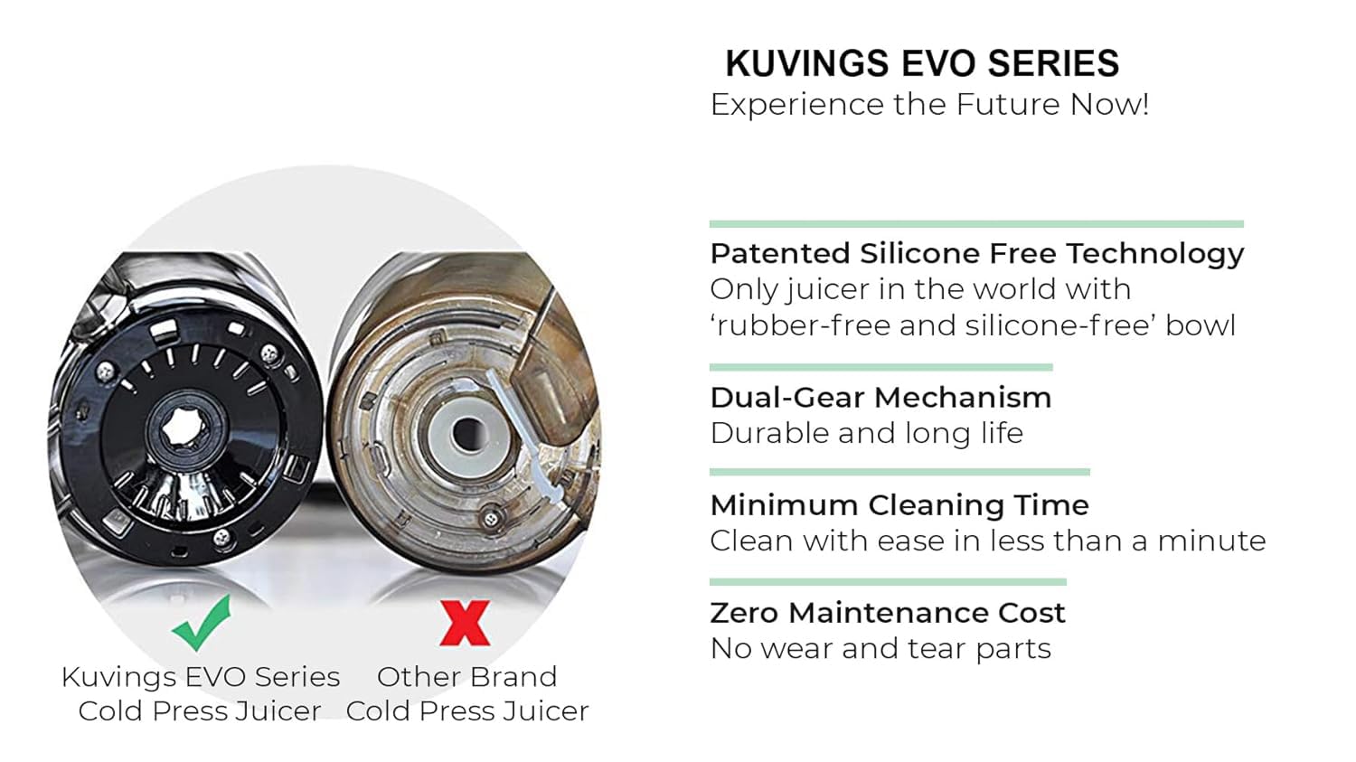 Kuvings EVO810 Black Professional Cold Press Whole Slow Juicer, World's Only Juicer with Patented Rubber & Silicon-Free Technology, 240W Strong Motor, 12 Years Warranty