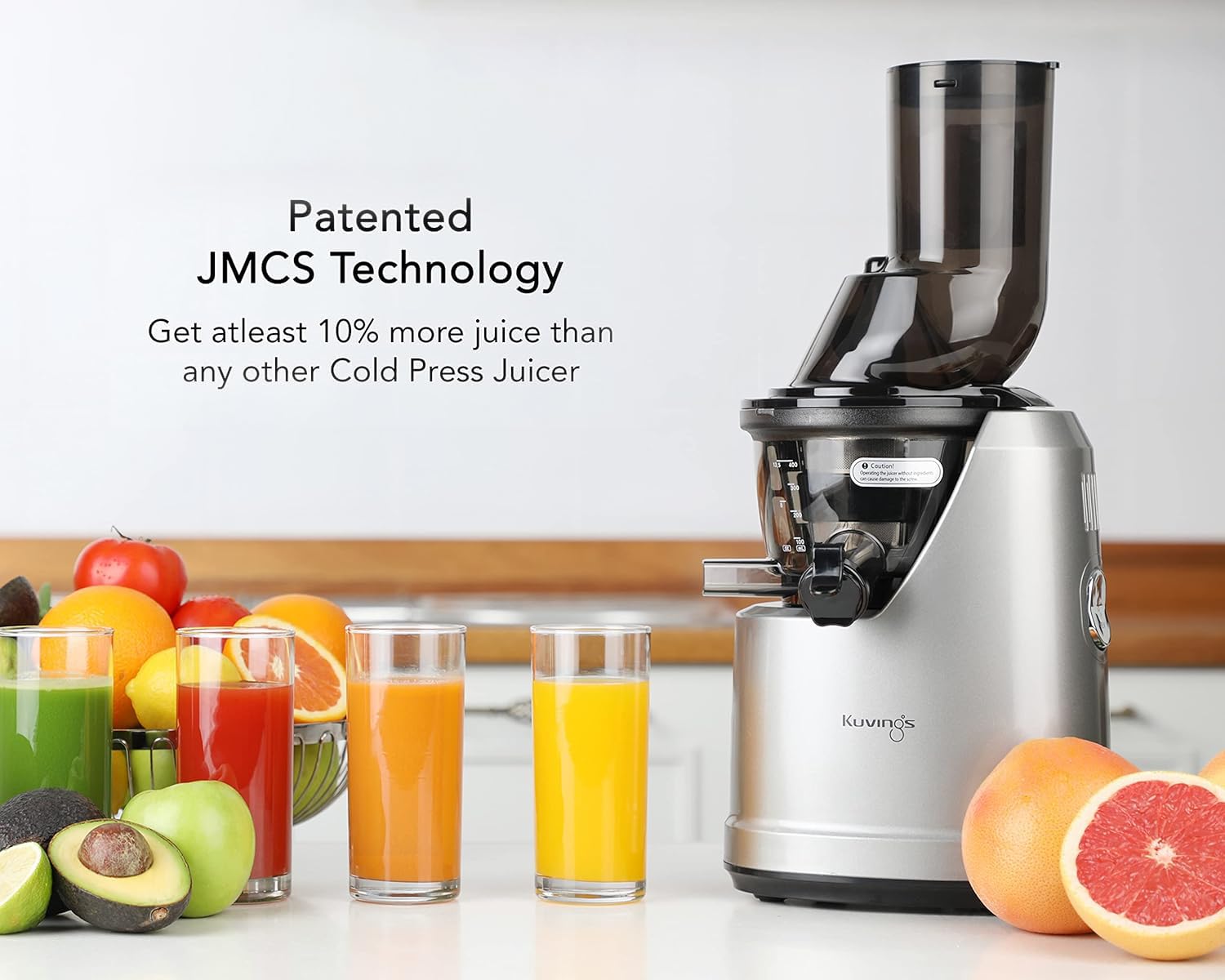 Kuvings B1700 (with strainer)(Dark Silver/ )Cold Press Juicer for Home with Attachments, All-in-1 Juicer for Fruits, Vegetables &amp; Nut Milk, Smoothie &amp; Sorbet, Patented JMCS Technology 10% More Juice, 12 Yrs Warranty