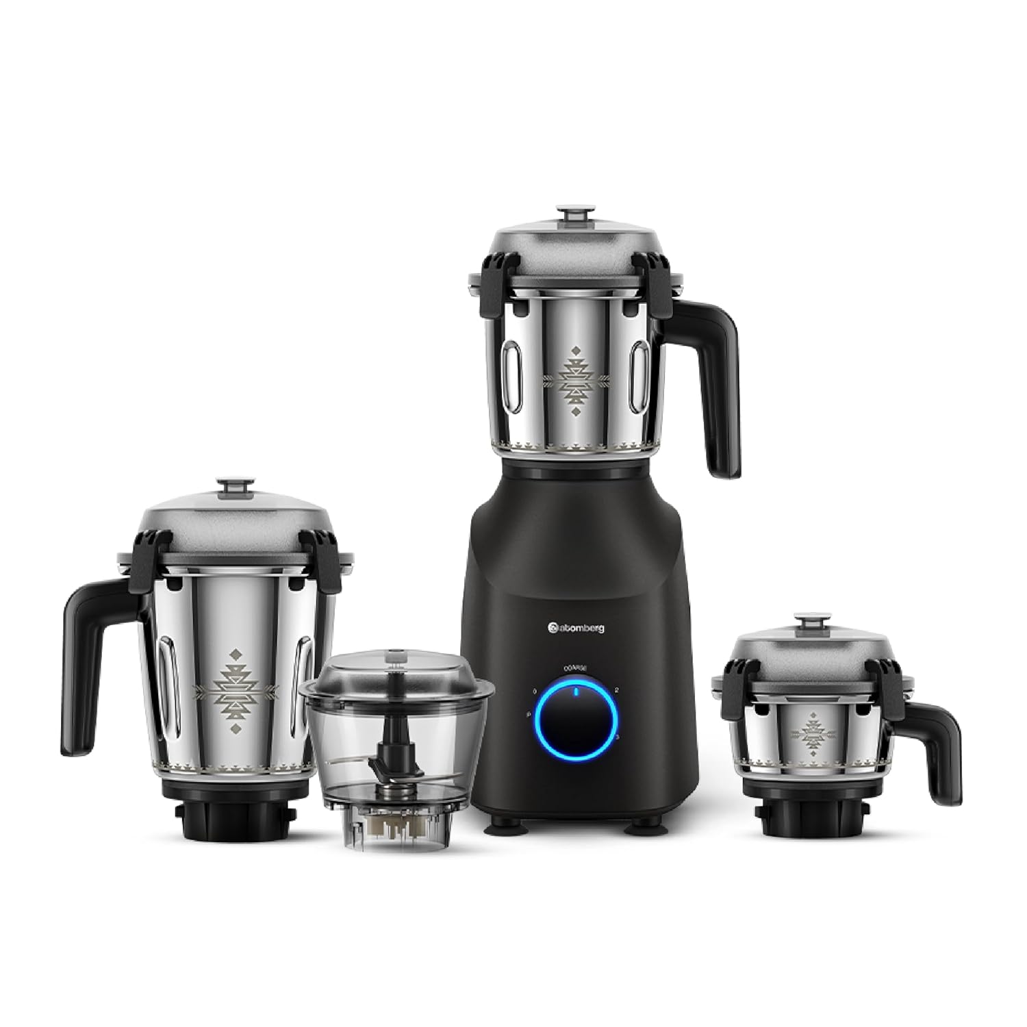 Atomberg Tavi Mixer Grinder | 𝟏𝟏𝟎𝐕 𝐎𝐧𝐥𝐲 𝐟𝐨𝐫 𝐔𝐒 &amp; 𝐂𝐚𝐧𝐚𝐝𝐚 | Unique Coarse Mode for Silbatta-Like Texture Intelligent 600W Motor | 4 Jars Including Chopper Jar | Matte Black/Sand Grey