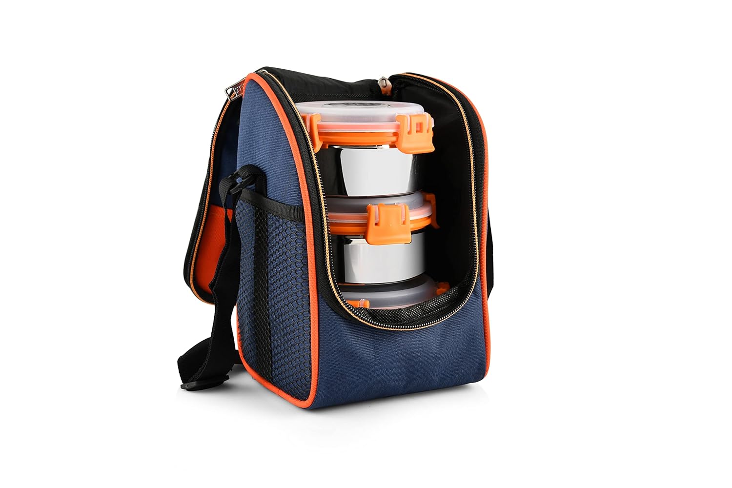 uninox Trendy Stainless Steel Lunch Box Set of 3 Pcs (300ml, 300ml, 450ml) with 1 Steel Spoon for Office, Picnic, Student | BPA Free | Orange | Leak Proof | Hot Food