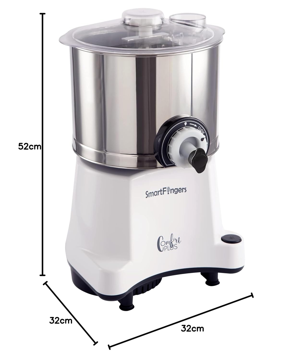 SmartFingers Stainless Steel Comfort Plus Table Top Magic Wet Grinder 110V 60Hz (2 L) For Usa Canada And Japan Only, White