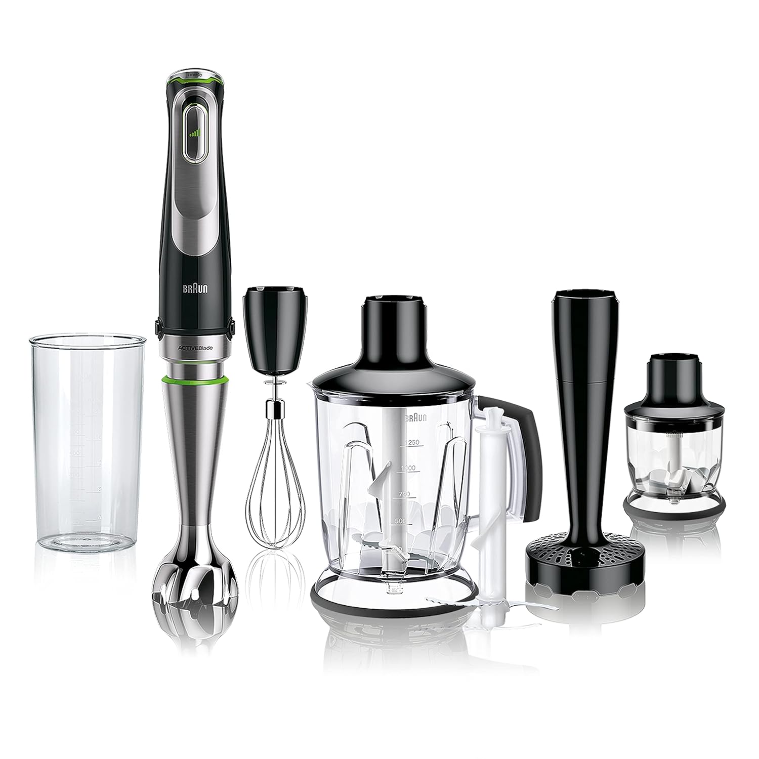 Braun MultiQuick 9 Hand Blender 1200W with Beaker, 1.25L Blender, Chopper, Puree Masher, Whisk, ActiveBlade, Active PowerDrive, iMode SmartSpeed, SplashControl for Masala Grinding, Smoothie MQ9147X