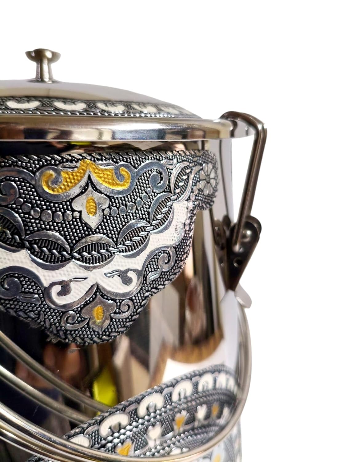 Meenakari Stainless Steel Matka with Tap  Stainless Steel Water Dispenser 10 Litre Pot  Water Container with Tap - Vertical