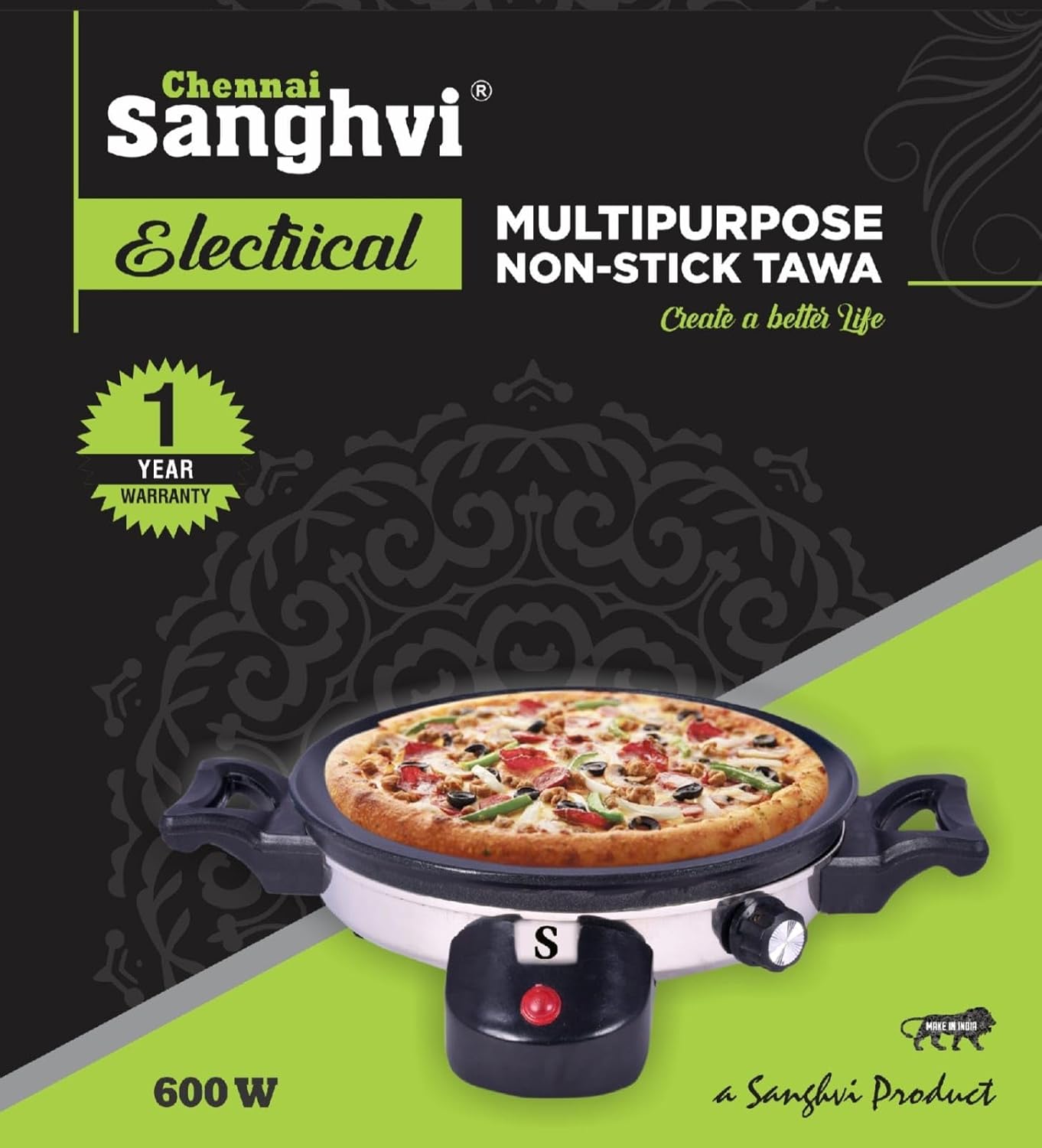 Electrical Multi-Purpose Non-Stick Tawa 600 Watts FOR ROTI/CHAPATI/DOSA/PIZZA