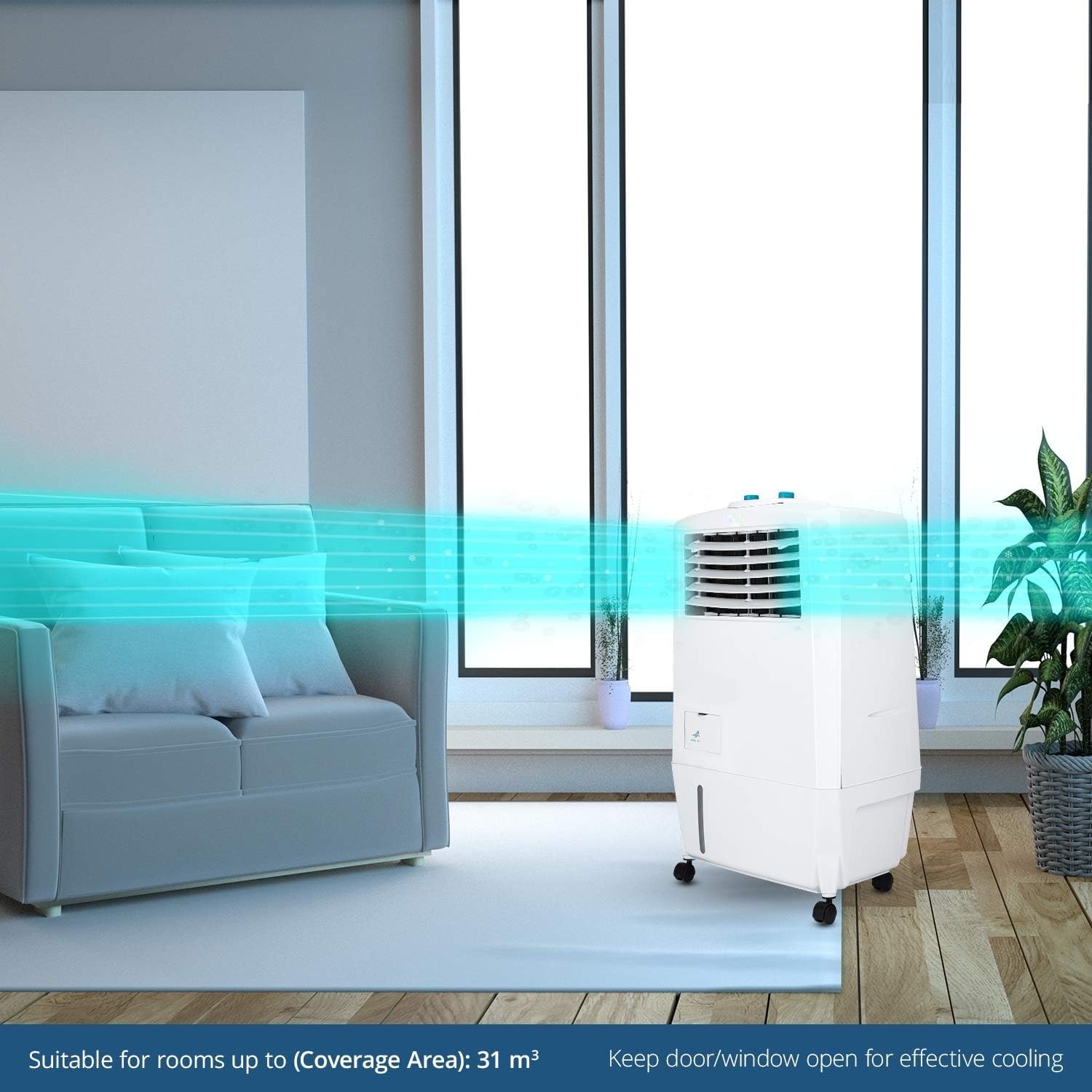 Mastercool symphony 30L Personal Air Cooler With Powerful Blower And Honeycomb Pads (White)