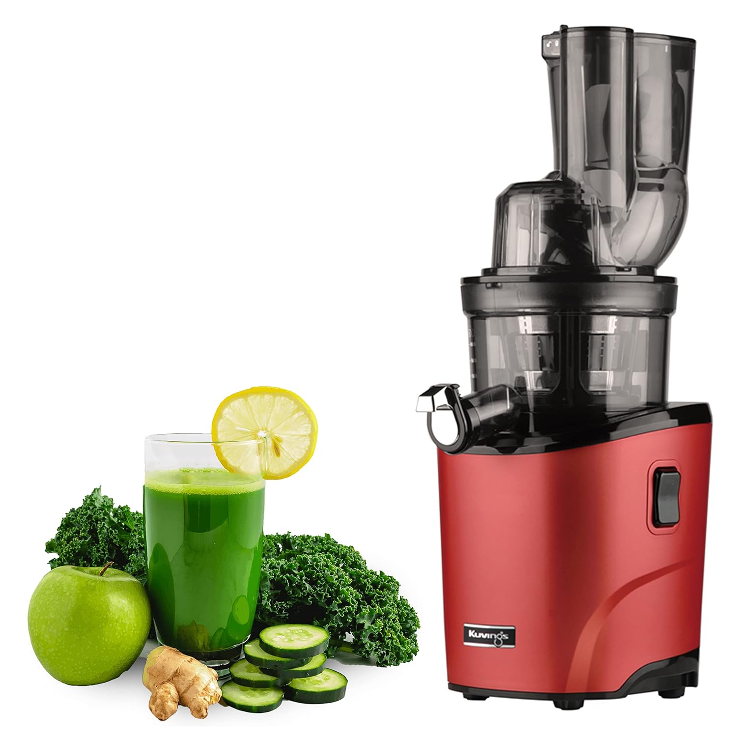 Kuvings REVO830 (Red/Black) Luxury Cold Press Whole Slow Juicer, World's 1st Patented Auto-Cutting Auger to reduce juicing time, 12 Yrs Motor Warranty, 240W Strong Motor, All-in-1 Fruit &amp; Vegetable Juicer