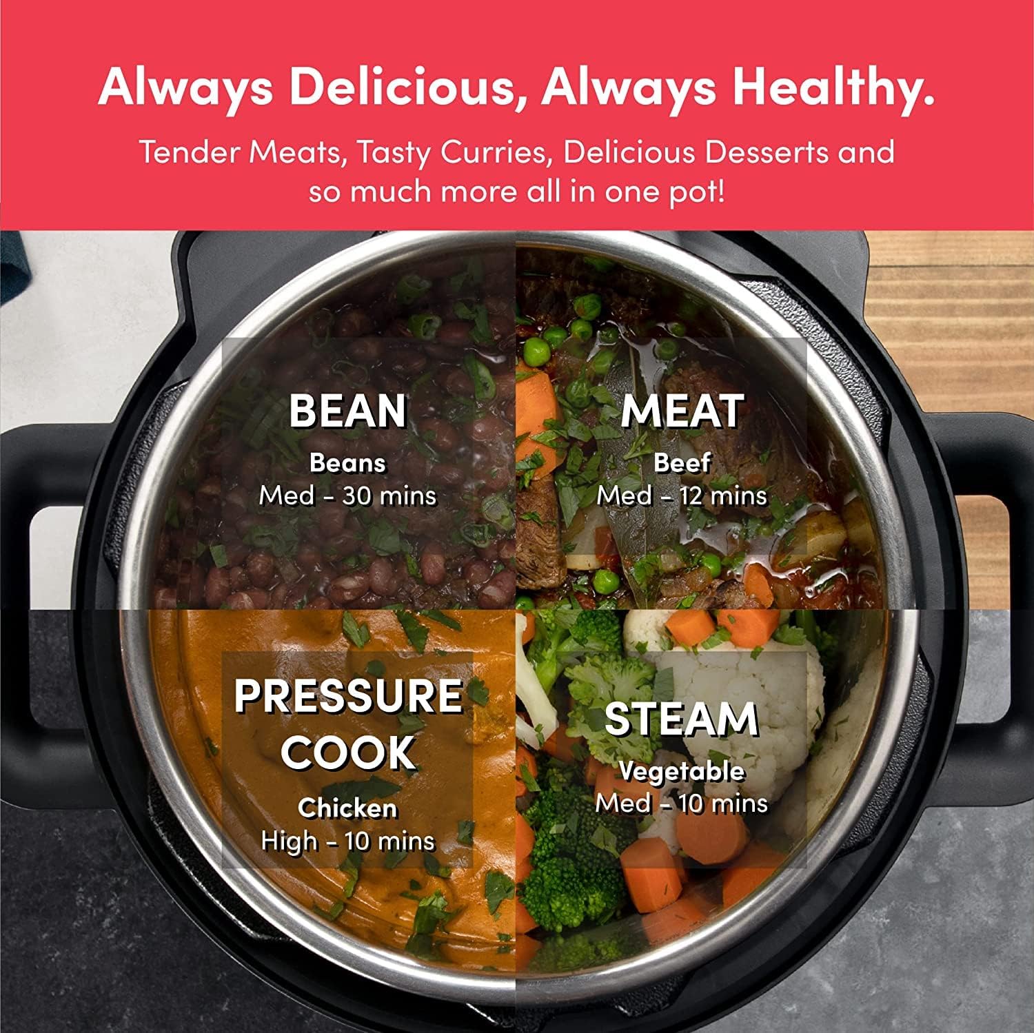 Nutricook Smart Pot 2 Stainless Steel 6 QT (5.7L), 1000W 9-in-1 Instant Programmable Electric Pressure Cooker, Slow Cooker, Rice Cooker, Steamer, Sauté Pot, Sous Vide, Smart Lid, 2-Year Warranty