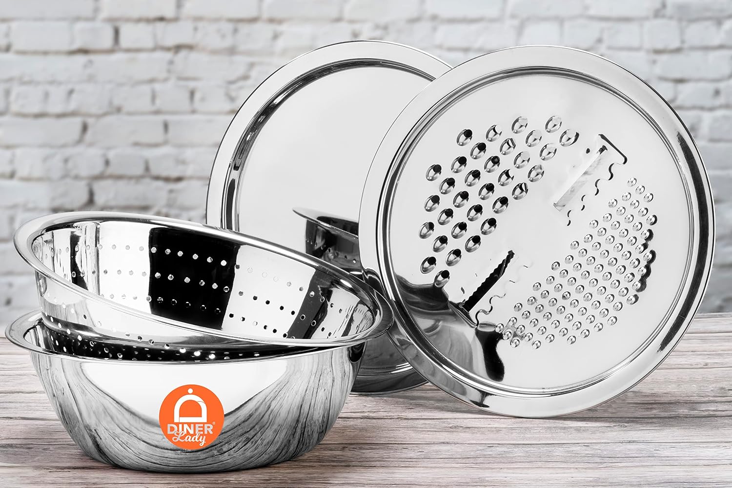 Stainless Steel Java multiutility Set, 4 Pieces for Grating Chopping Straining and Storing, 2000ml Storing Capacity with Twin Slice Blades and Dual Grating Option. The Ultimate PREP Tool.