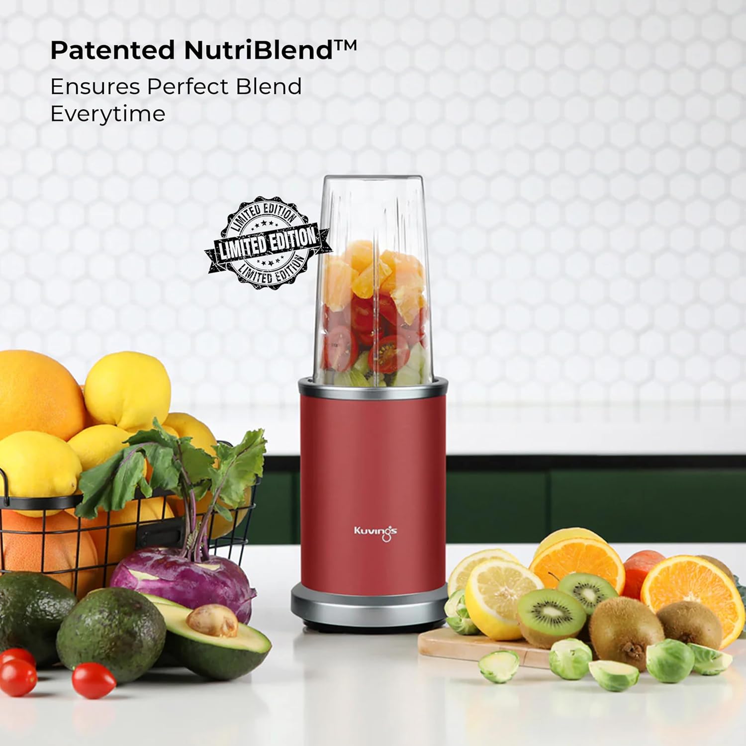 Kuvings New 2025 Nutri Blender PRO 2.0 Ferrari Red, Powerful 1000 W Motor, Upgraded 2 Blade Set for Wet & Dry, 2 Jars, Longest Warranty 7 Yrs, Mixer/Grinder/Smoothie Maker