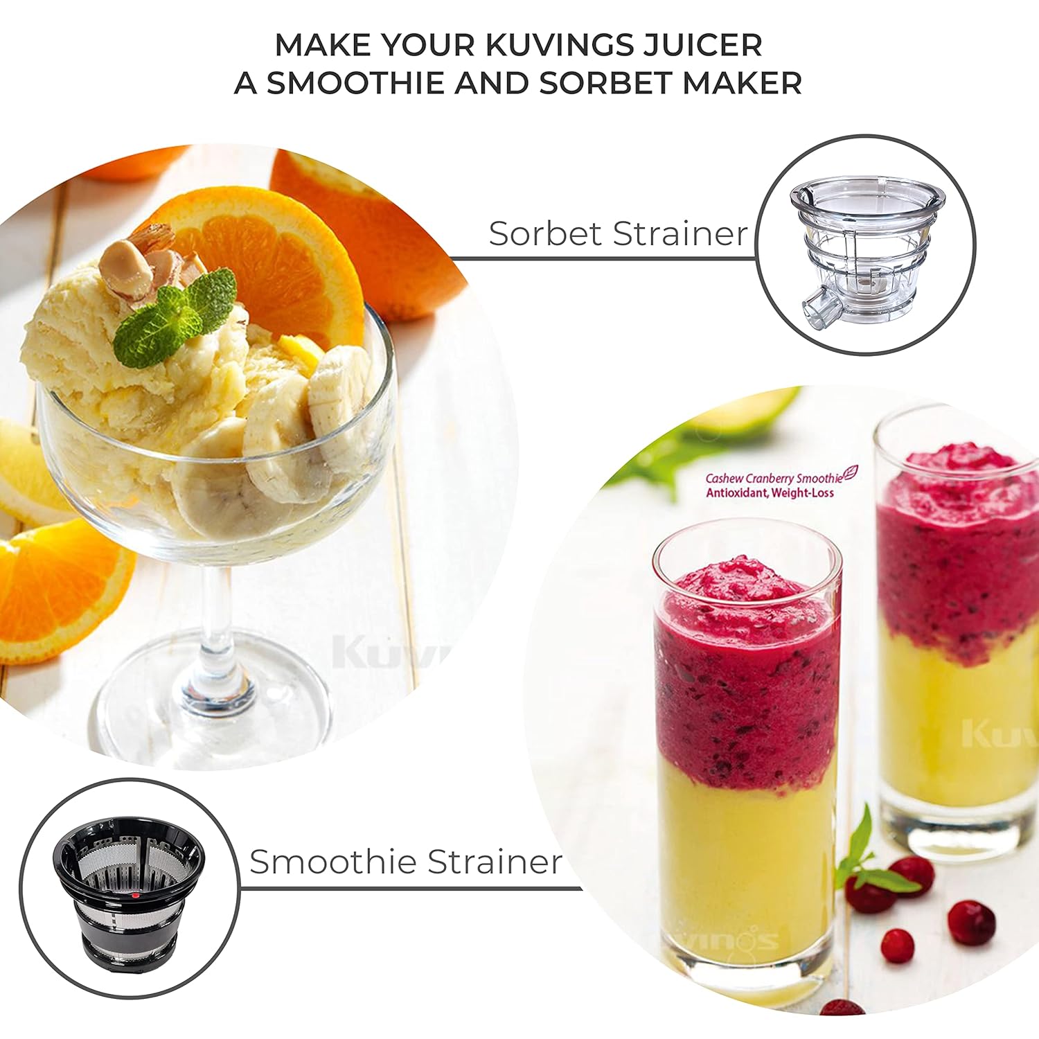 Kuvings REVO830 (Red/Black) with Smoothie &amp; Sorbet Luxury Cold Press Whole Slow Juicer, World's 1st Patented Automatic-Cutting Auger to reduce juicing time, 240W Strong Motor, 12 Yrs Motor Warranty