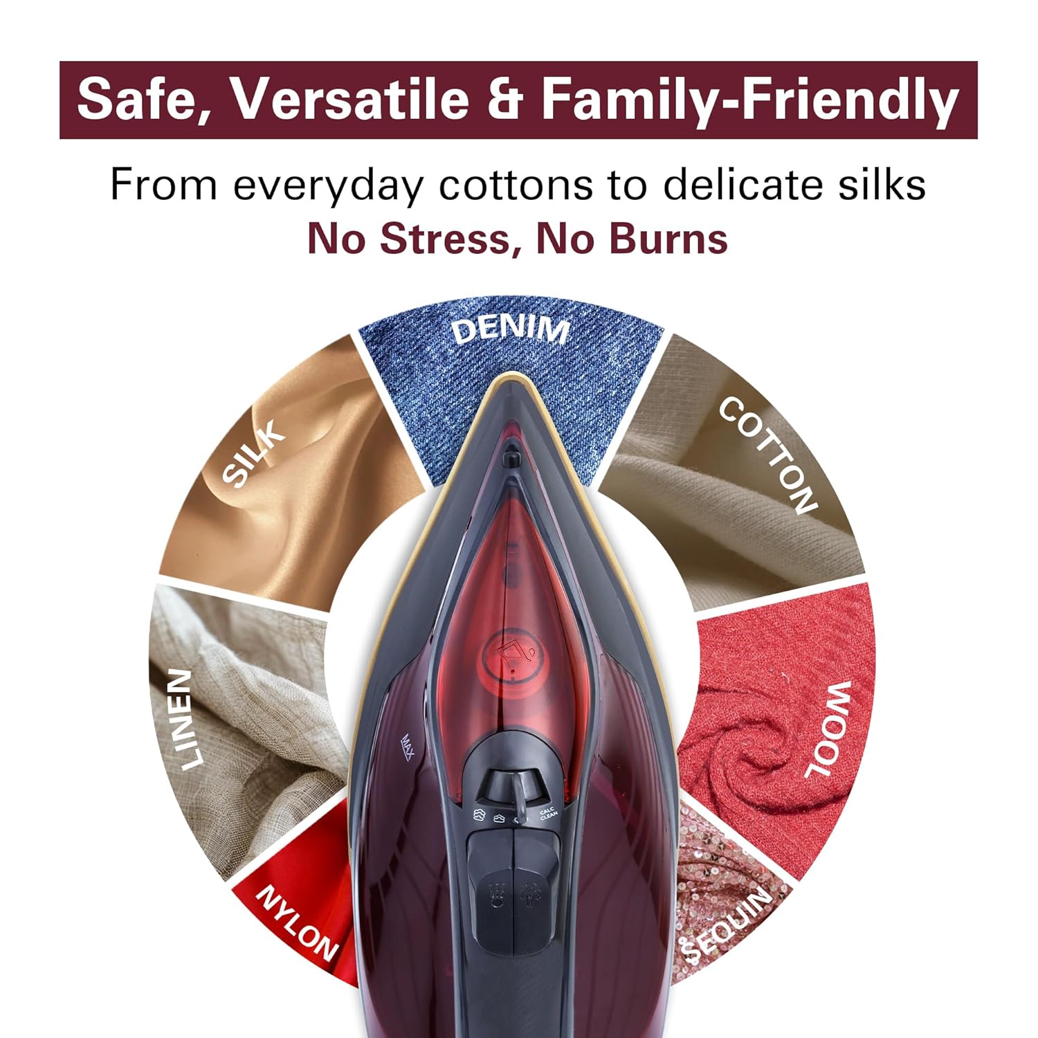 Hamilton Beach Fully-Automatic Steam Iron with iSense Technology, Steam Iron, Intelligent Auto-Temp, iron for clothes, Ceramic-Coated Soleplate with 5-Year Warranty, Auto Standby, 45g/min Steam,