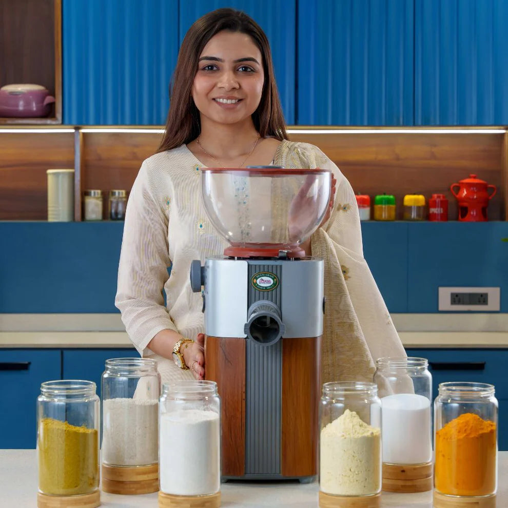 Softel Multi Grain Millet Mill | Atta Chakki | Stone Based Flour Mill & Masala Grinder for Home | Auto Clean | 7.5–10 Kgs/Hour | Energy Efficient