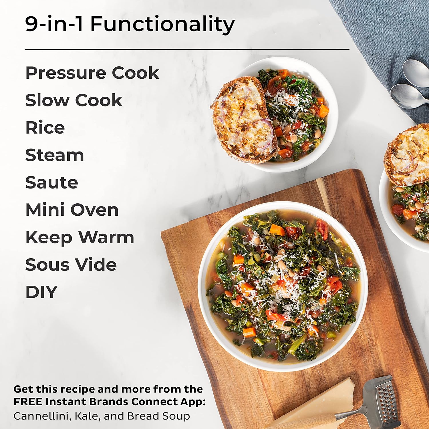Instant Pot Essential 6QT (5.7L) 9-in-1 Electric Pressure Cooker, SS304 Stainless Steel Inner Pot, Original USA Brand, Slow Cook, Sauté, Steam, Cook Rice & Sous Vide, DIY (40°C to 190°C), 230V