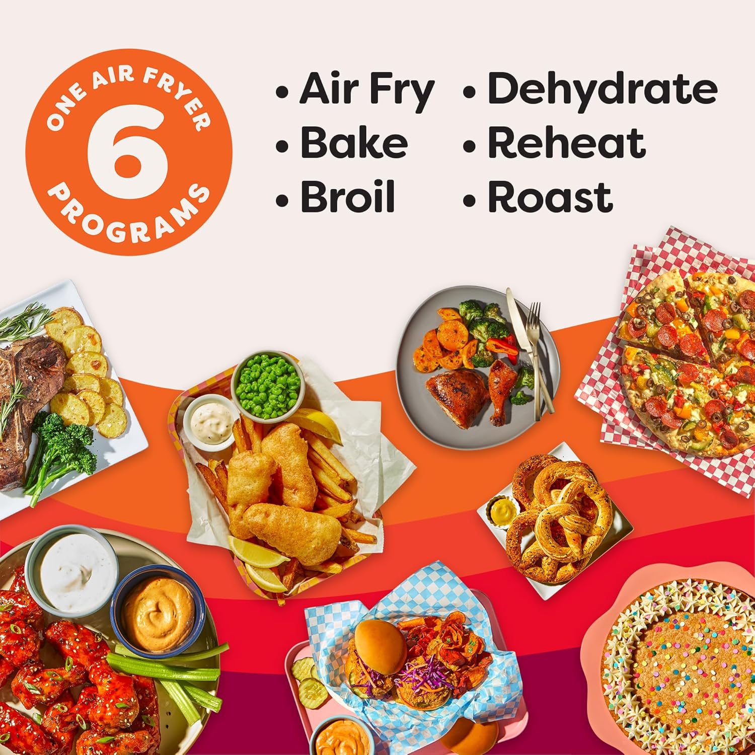 Instant Vortex Plus 6L Air Fryer, 6-in-1 with 360° EvenCrisp Technology, Touch Control Panel, Uses 95% Less Oil, Air Fry, Roast, Grill, Bake, Reheat & Dehydrate, 1500W, PFOA-Free & BPA-Free, 230V