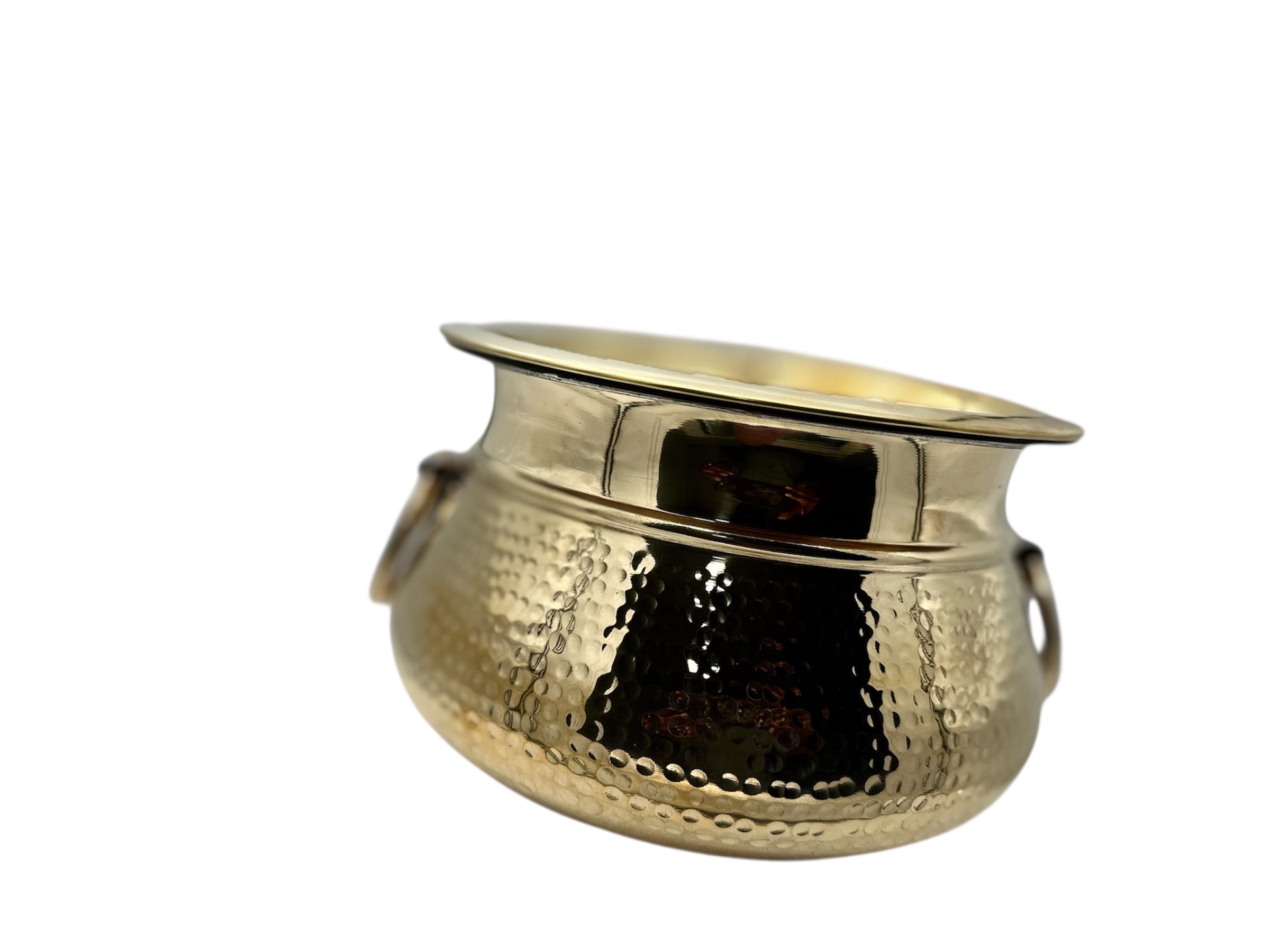 Brass Hammered Handi Vessel with Handles  (Shakuntala/Mughlai/Deg) (Kalai i.e. Tin Coated )