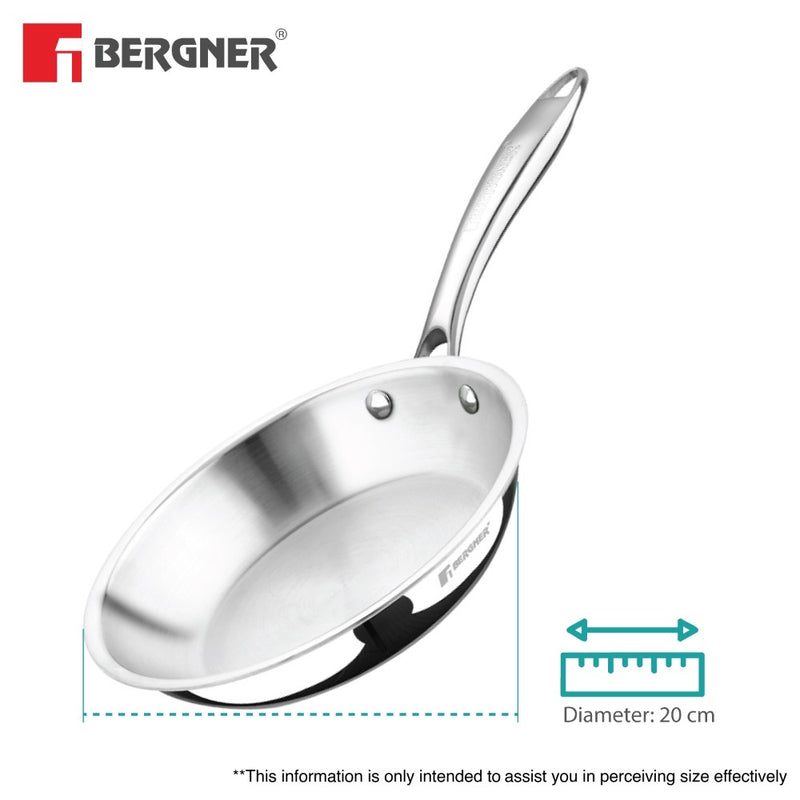 BERGNER Argent Tri-Ply Stainless Steel Frypan - Induction Bottom